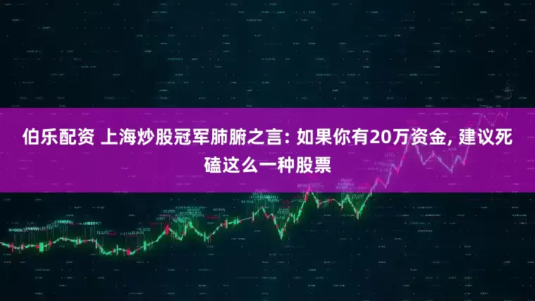 伯乐配资 上海炒股冠军肺腑之言: 如果你有20万资金, 建议死磕这么一种股票